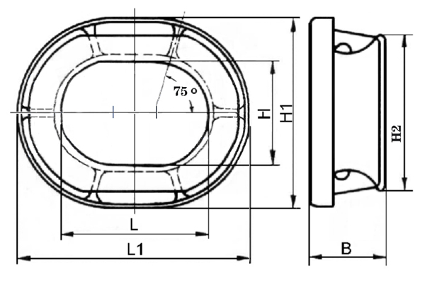 Dimensionsi of JIS F2007-1976 Closed Chock Type A