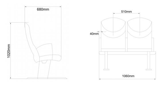 Specifications of PS-002 Type Passenger Seat