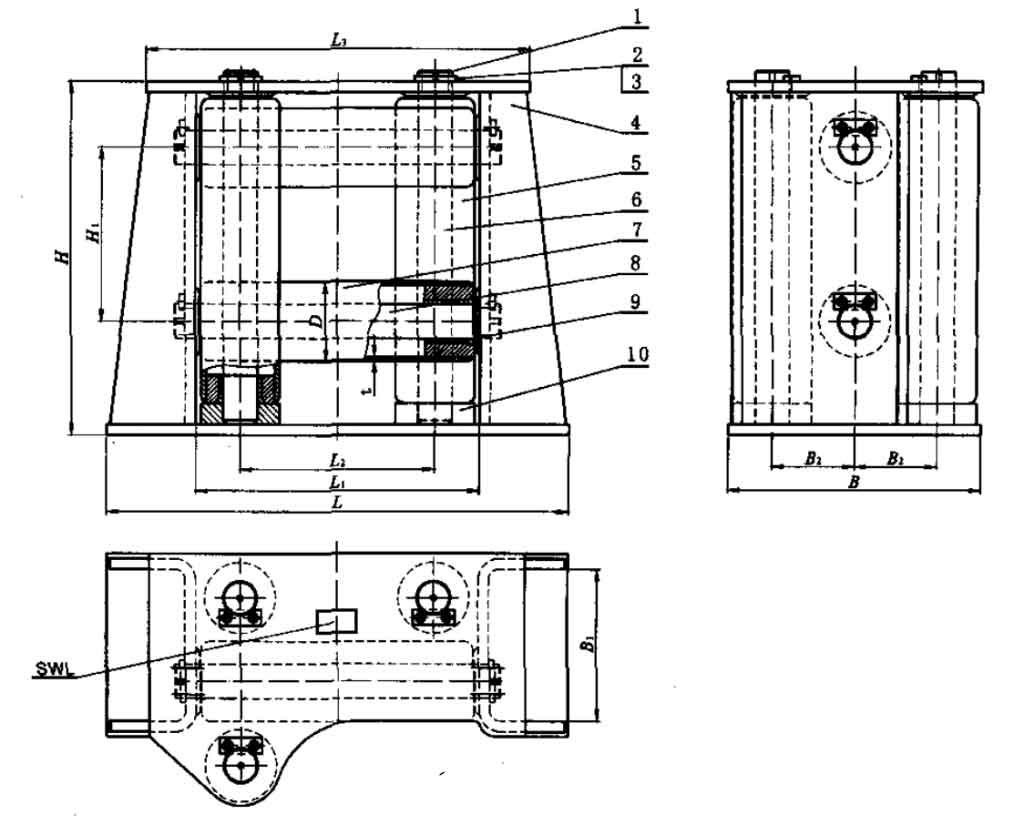 Parameters of CB 3062-2011 Roller Fairlead Type C