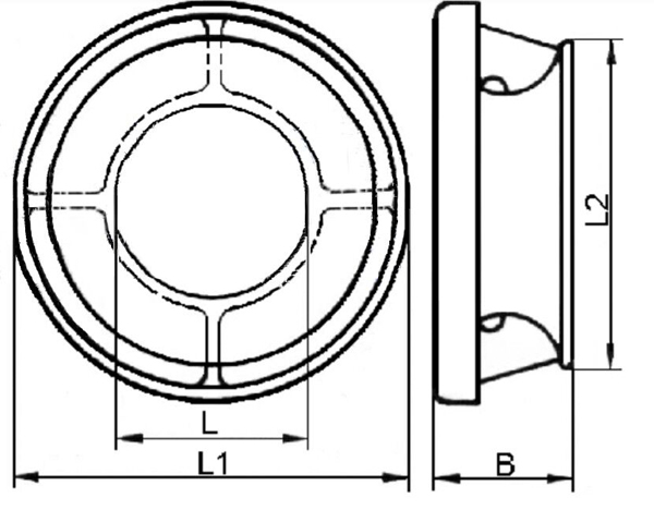 Dimensionsi of JIS F2007-1976 Closed Chock Type B