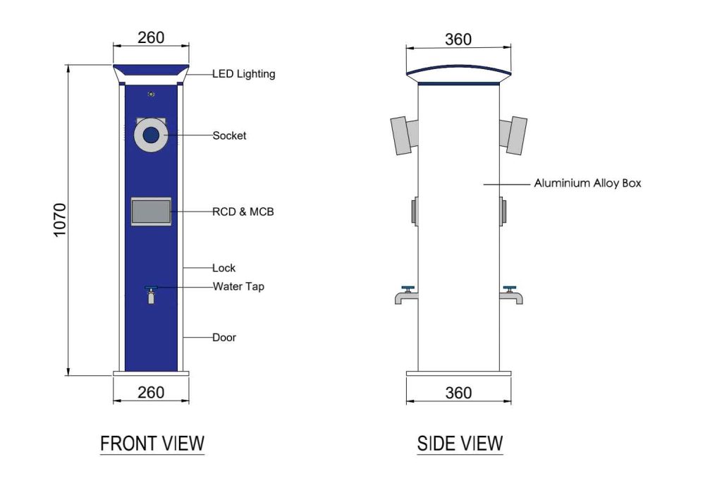 Marine Dock Power Pedestal