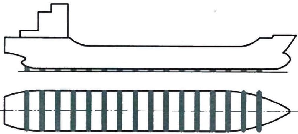 Linear arrangement of airbag