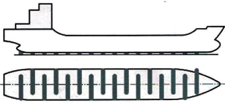 Staggered arrangement of airbag